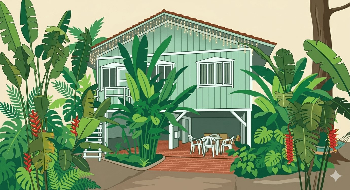 Ilustración de Casa Verde Canas: cabañas, piscina y jardín en Canasvieiras